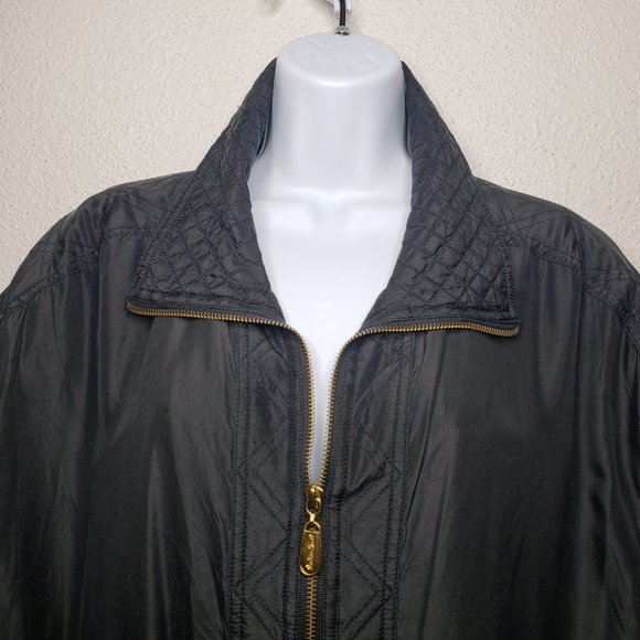 Vtg 80’s Fuda International Sz 1X Black Bomber Jacket- 100% Silk(790) - Picture 3 of 7
